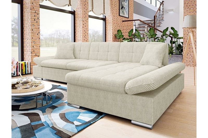 Lomux 3-sits Hörnbäddsoffa Beige/Light beige - Huonekalut - Sohva - Vuodesohva