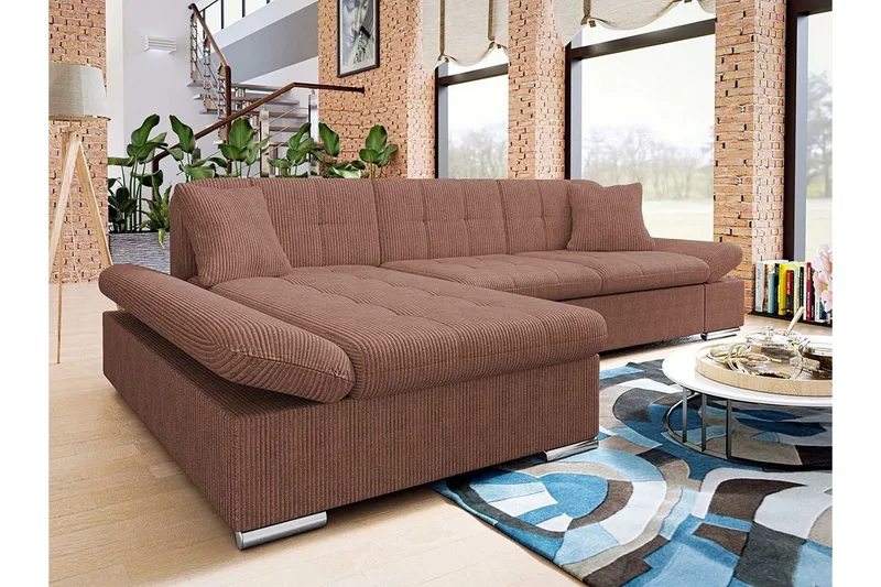 Lomux 3-sits Hörnbäddsoffa Brown - Huonekalut - Sohva - Vuodesohva