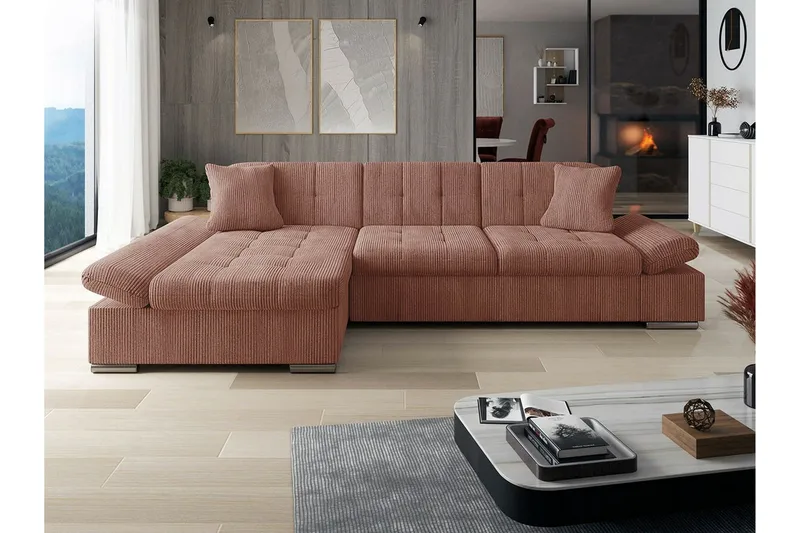 Lomux 3-sits Hörnbäddsoffa Brown - Huonekalut - Sohva - Vuodesohva