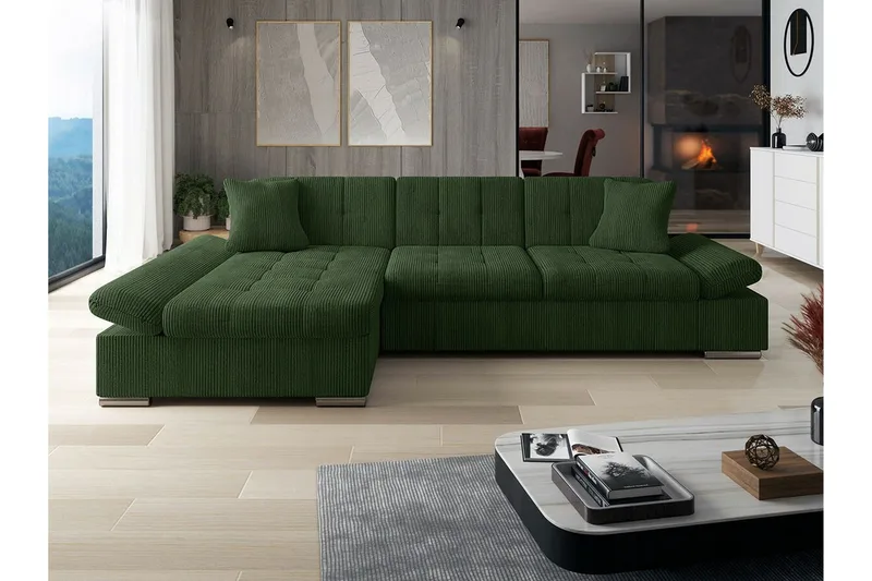 Lomux 3-sits Hörnbäddsoffa Dark green - Huonekalut - Sohva - Vuodesohva