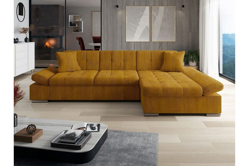 Lomux 3-sits Hörnbäddsoffa Dark yellow - Huonekalut - Sohva - Vuodesohva