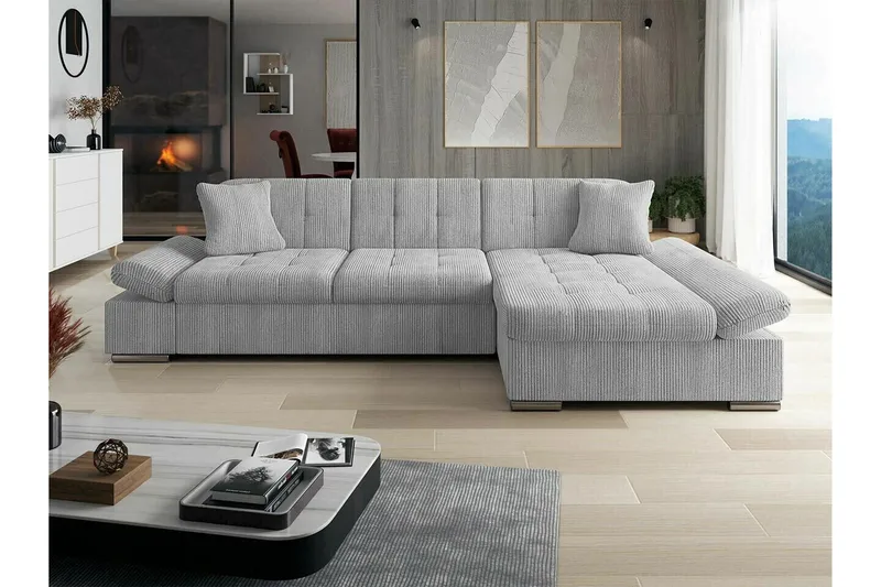 Lomux 3-sits Hörnbäddsoffa Light grey/Dark grey - Huonekalut - Sohva - Vuodesohva