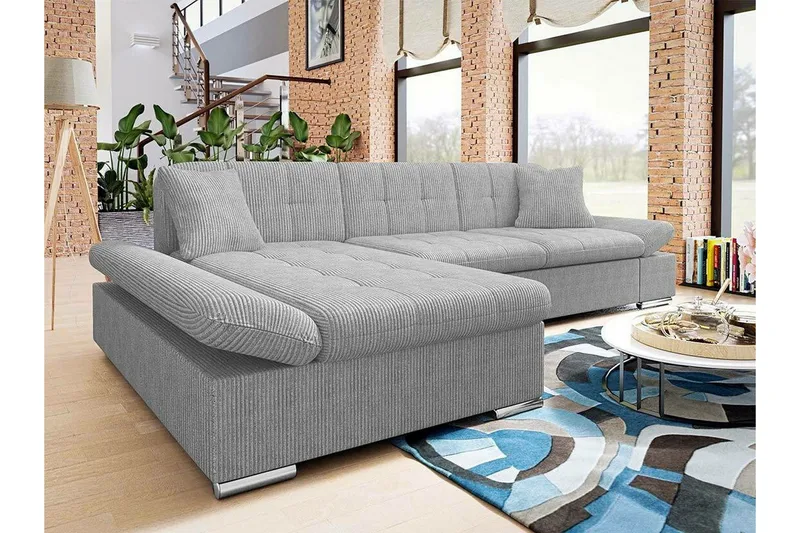 Lomux 3-sits Hörnbäddsoffa Ljusgrå - Huonekalut - Sohva - Vuodesohva