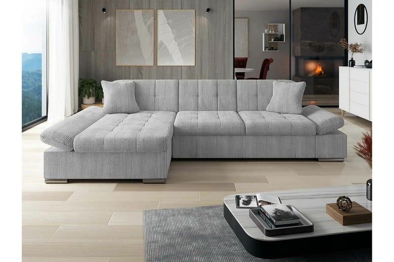 Lomux 3-sits Hörnbäddsoffa Ljusgrå - Huonekalut - Sohva - Vuodesohva