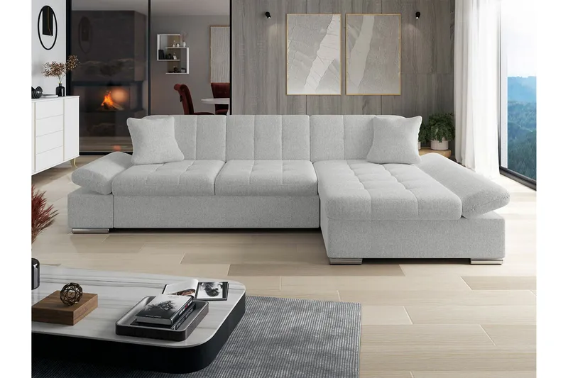 Lomux 3-sits Hörnbäddsoffa Ljusgrå - Huonekalut - Sohva - Vuodesohva