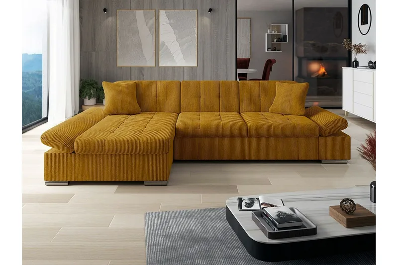 Lomux 3-sits Hörnbäddsoffa Yellow - Huonekalut - Sohva - Vuodesohva