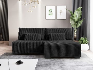 Lorynn 3-istuttava vuodesohva divaanilla - musta - Huonekalut - Sohva - Vuodesohva