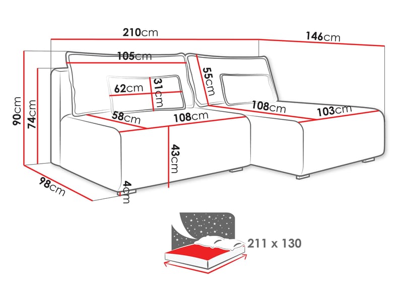 Lorynn 3-istuttava vuodesohva divaanilla - ruskea - Huonekalut - Sohva - Vuodesohva