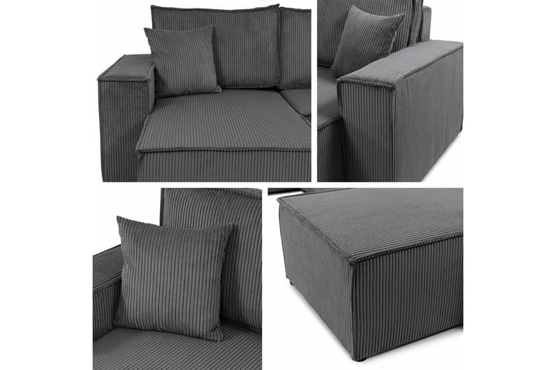 Magston 4-istuttava kulmavuodesohva 130x266 cm säilytystilalla manchesterkangasta - Harmaa - Huonekalut - Sohva - Vuodesohva