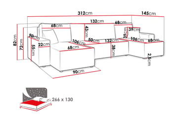 Magston 4-istuttava kulmavuodesohva 130x266 cm säilytystilalla manchesterkangasta - Harmaa - Huonekalut - Sohva - Vuodesohva