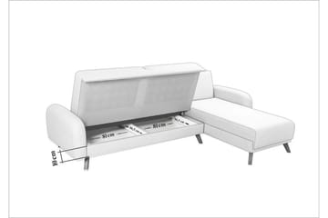 Malkiat 4-istuttava oikea kulmavuodesohva avattava 125x260 cm säilytystilalla kangasta - Harmaa - Huonekalut - Sohva - Vuodesohva