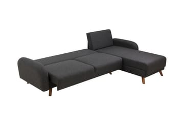 Malkiat 4-istuttava oikea kulmavuodesohva avattava 125x260 cm säilytystilalla kangasta - Harmaa - Huonekalut - Sohva - Vuodesohva
