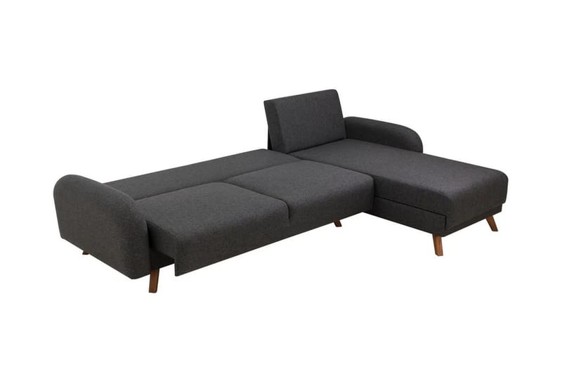 Malkiat 4-istuttava oikea kulmavuodesohva avattava 125x260 cm säilytystilalla kangasta - Harmaa - Huonekalut - Sohva - Vuodesohva