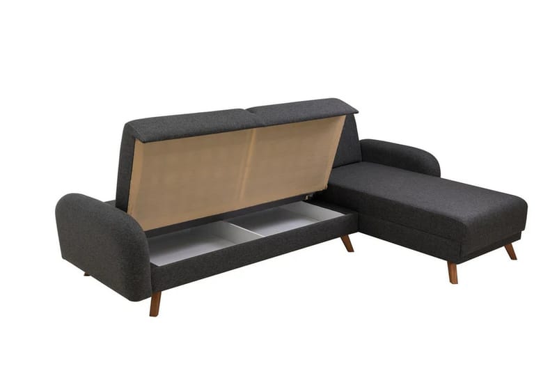 Malkiat 4-istuttava oikea kulmavuodesohva avattava 125x260 cm säilytystilalla kangasta - Harmaa - Huonekalut - Sohva - Vuodesohva