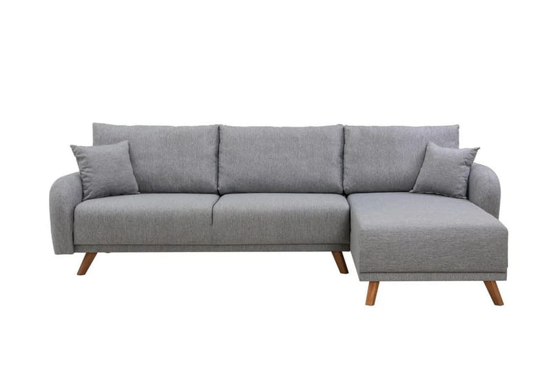 Malkiat 4-istuttava oikea kulmavuodesohva divaanilla 125x260 cm kangasta, Harmaa