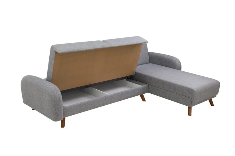 Malkiat 4-istuttava oikea kulmavuodesohva divaanilla 125x260 cm kangasta - Harmaa - Huonekalut - Sohva - Vuodesohva