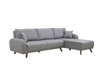 Malkiat 4-istuttava oikea kulmavuodesohva divaanilla 125x260 cm kangasta - Harmaa - Huonekalut - Sohva - Vuodesohva