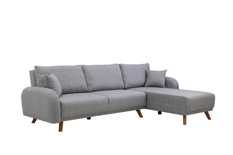 Malkiat 4-istuttava oikea kulmavuodesohva divaanilla 125x260 cm kangasta - Harmaa - Huonekalut - Sohva - Vuodesohva
