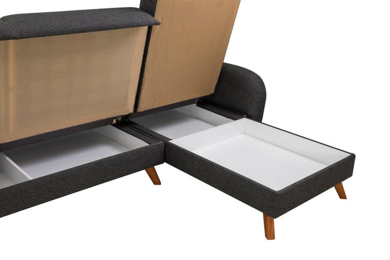 Malkiat 4-istuttava oikea l-muotoinen kulmavuodesohva 125x260 cm säilytystilalla kangasta - Harmaa - Huonekalut - Sohva - Vuodesohva