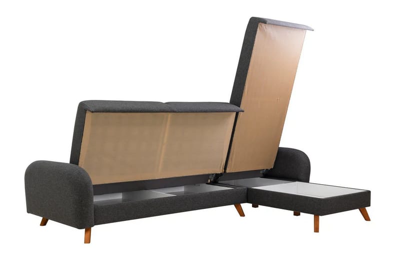 Malkiat 4-istuttava oikea l-muotoinen kulmavuodesohva 125x260 cm säilytystilalla kangasta - Harmaa - Huonekalut - Sohva - Vuodesohva