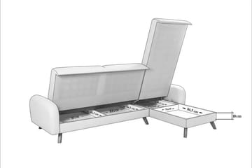 Malkiat 4-istuttava oikea l-muotoinen kulmavuodesohva 125x260 cm säilytystilalla kangasta - Harmaa - Huonekalut - Sohva - Vuodesohva