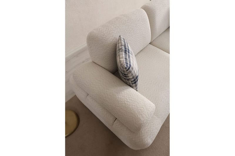 Mami 3-istuttava suorakaiteen muotoinen vuodesohva säilytystilalla 100x225 cm bouclé-kankaalla - Kermanvalkoinen - Huonekalut - Sohva - Vuodesohva - 3 istuttava vuodesohva