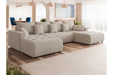Mardon Vuodedivaanisohva, kaksoisdivaani, 4-istuttava - Beige - Huonekalut - Sohva - Vuodesohva