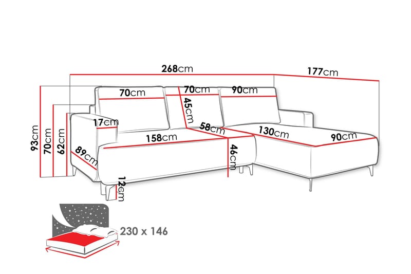 Marisana Vuodesohva 3-Istuttavalla Divaanilla - Sininen - Huonekalut - Sohva - Vuodesohva