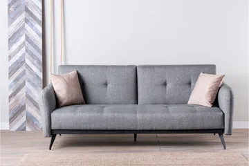 Mezonzo 3-istuttava suorakulmainen vuodesohva 125x190 cm kangasta - Harmaa - Huonekalut - Sohva - Vuodesohva - 3 istuttava vuodesohva