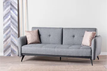 Mezonzo 3-istuttava suorakulmainen vuodesohva 125x190 cm kangasta - Harmaa - Huonekalut - Sohva - Vuodesohva - 3 istuttava vuodesohva