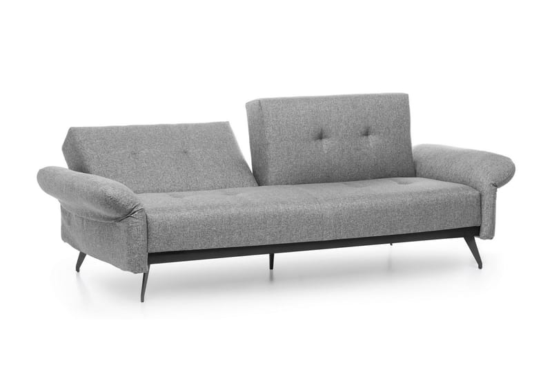 Mezonzo 3-istuttava suorakulmainen vuodesohva 125x190 cm kangasta - Harmaa - Huonekalut - Sohva - Vuodesohva - 3 istuttava vuodesohva