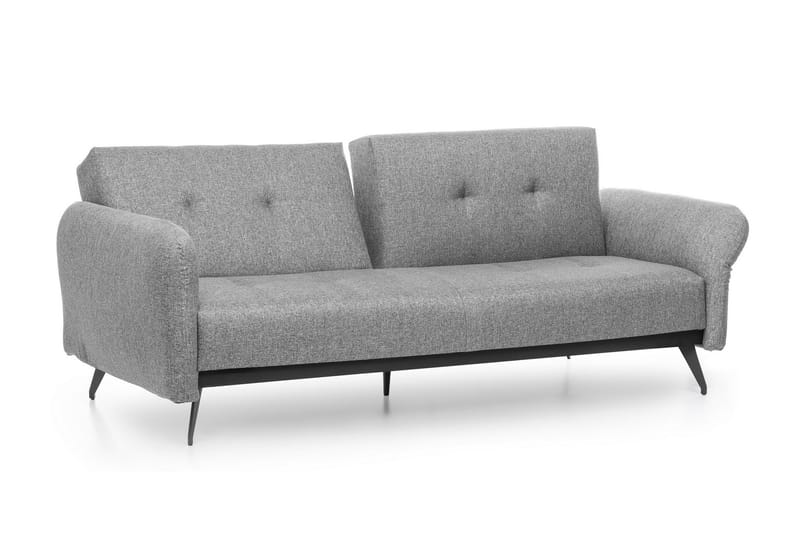 Mezonzo 3-istuttava suorakulmainen vuodesohva 125x190 cm kangasta - Harmaa - Huonekalut - Sohva - Vuodesohva - 3 istuttava vuodesohva