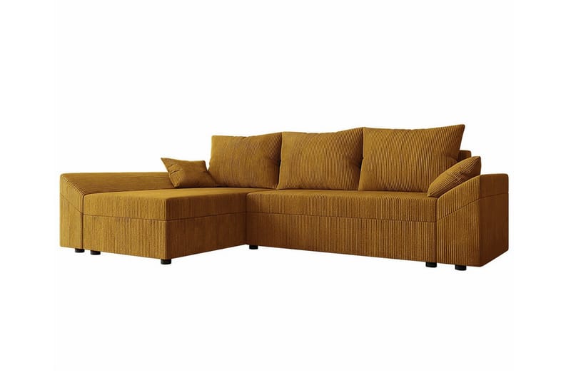 Midfeld 3-istuttava vasen kulmavuodesohva 130x200 cm säilytystilalla vakosametti, Keltainen