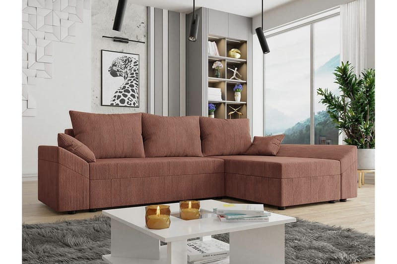Midfeld 3-sits Hörnbäddsoffa NO_BRAND Brown - Huonekalut - Sohva - Vuodesohva