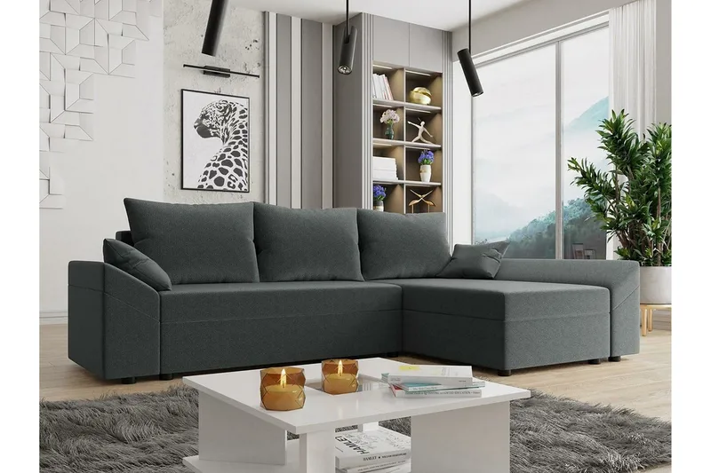Midfeld 3-sits Hörnbäddsoffa NO_BRAND Grey - Huonekalut - Sohva - Vuodesohva