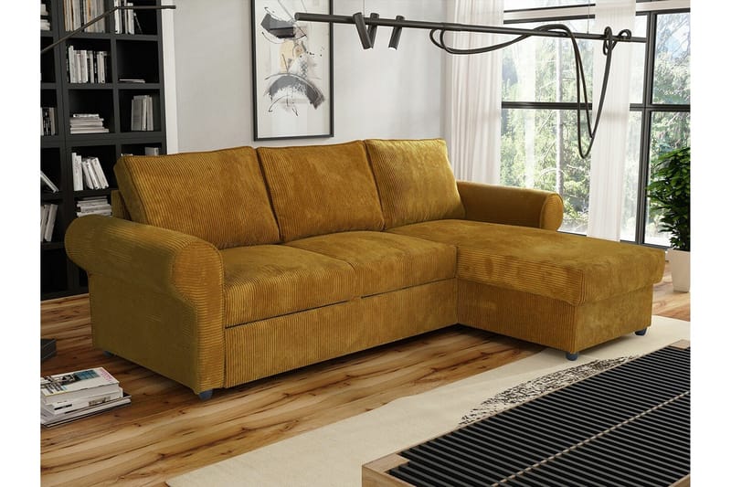 Midfeld 3-sits Hörnbäddsoffa NO_BRAND Mustard yellow - Huonekalut - Sohva - Vuodesohva