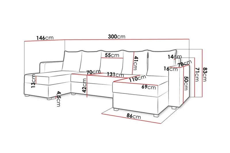 Midfeld 4-sits Hörnbäddsoffa Black - Huonekalut - Sohva - Vuodesohva