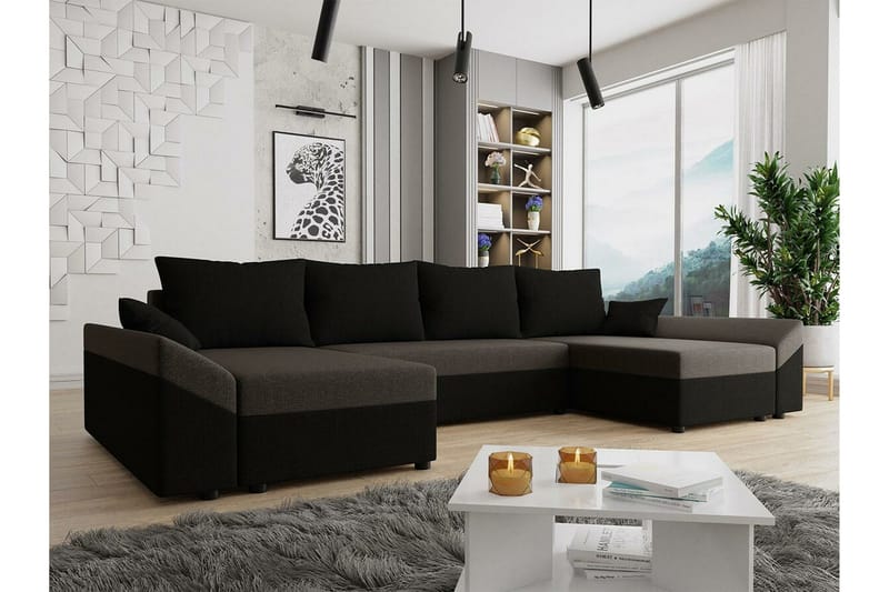 Midfeld 4-sits Hörnbäddsoffa NO_BRAND Brown/Black - Huonekalut - Sohva - Vuodesohva