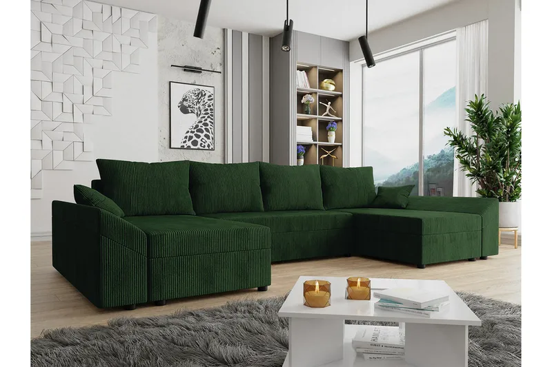 Midfeld 4-sits Hörnbäddsoffa NO_BRAND Dark green - Huonekalut - Sohva - Vuodesohva