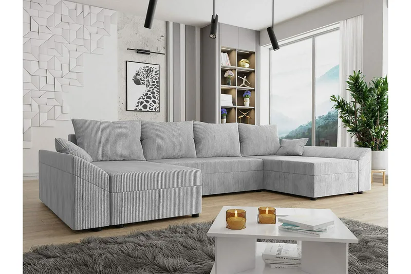 Midfeld 4-sits Hörnbäddsoffa NO_BRAND Light grey - Huonekalut - Sohva - Vuodesohva