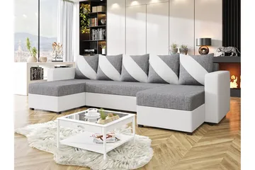 Midfeld 4-sits Hörnbäddsoffa White/Grey - Huonekalut - Sohva - Vuodesohva