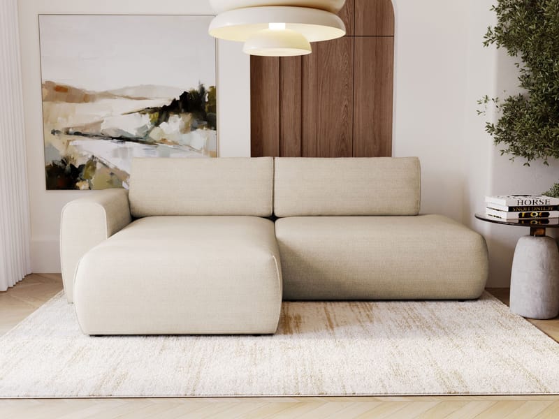 Milias 3-istuttava vuodesohva, divaani vasemmalla ja säilytystila - Beige - Huonekalut - Sohva - Vuodesohva