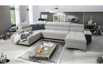 Morenia 4-istuttava vasenkätinen vuodesohva 127x284 cm säilytystilalla samettia - Vaaleanharmaa - Huonekalut - Sohva - Vuodesohva