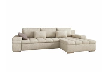 Naoma 3-istuttava oikea l-muotoinen divaanivuodesohva bouclé-kankaassa - Beige - Huonekalut - Sohva - Vuodesohva