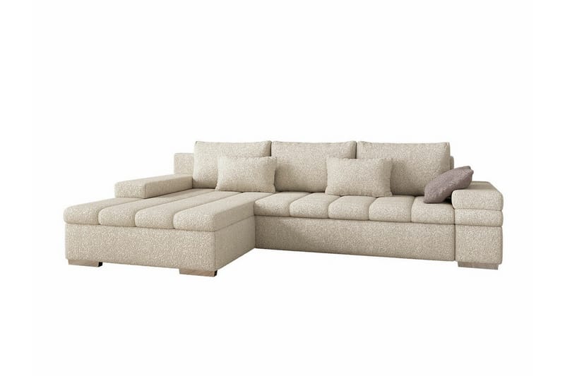Naoma 3-istuttava vasen l-muotoinen divaanivuodesohva bouclé-kankaassa, Beige