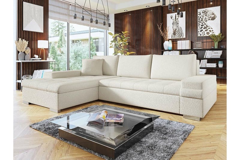 Naoma 3-sits Hörnbäddsoffa NO_BRAND Acacia||White - Huonekalut - Sohva - Vuodesohva