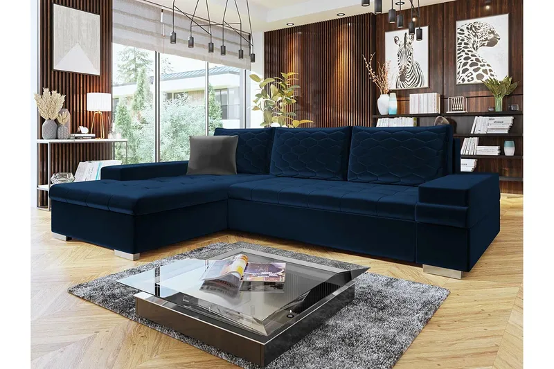 Naoma 3-sits Hörnbäddsoffa NO_BRAND Dark blue - Huonekalut - Sohva - Vuodesohva
