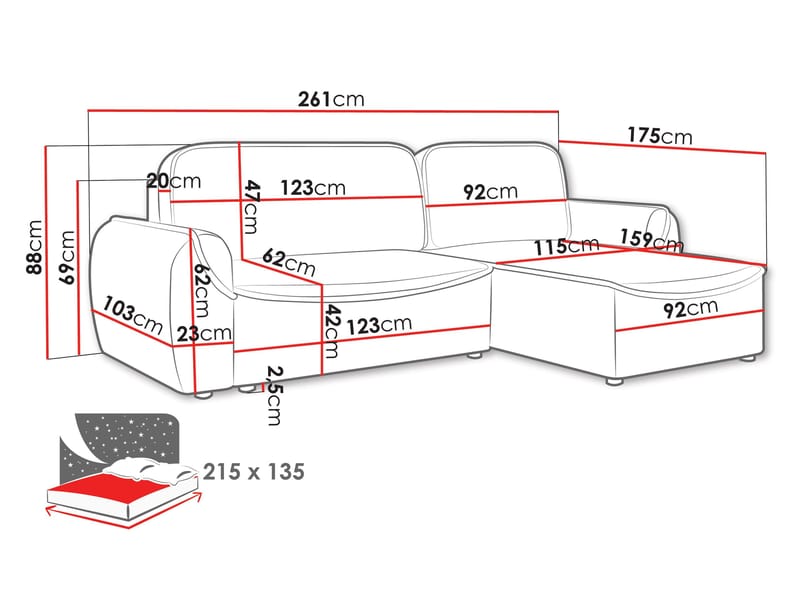 Navrel 3-istuttava Vuodesohva Divaanilla ja Säilytystilalla - Beige - Huonekalut - Sohva - Vuodesohva