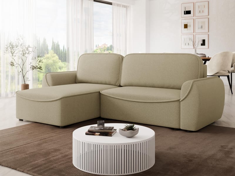 Navrel 3-istuttava Vuodesohva Divaanilla ja Säilytystilalla - Beige - Huonekalut - Sohva - Vuodesohva