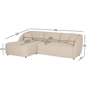 Norrby 3-istuttava vasen vuodesohva 142.5x224 cm kankaasta - Beige - Huonekalut - Sohva - Vuodesohva